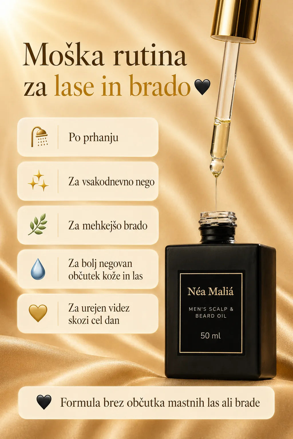 Naravno negovalno olje za lasišče in brado za moške