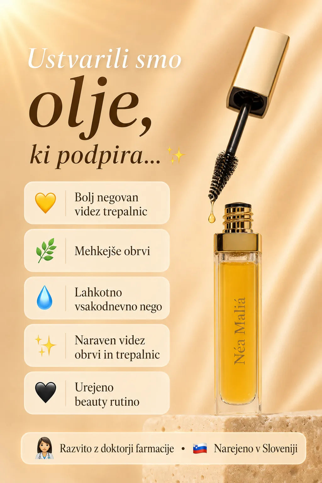 Olje za krepitev trepalnic in obrvi